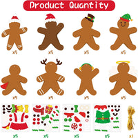 Haooryx 61PCS Christmas Gingerbread Craft for Kids Christmas Arts and Crafts DIY Christmas Ornaments Make Your Own Christmas Gingerbread Man Sticker Craft Projects Christmas Tree Home Class Decoration