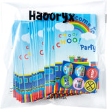 Haooryx 24Pcs Train Party Favor Paper Bags with Stickers, CHOO CHOO Train Party Goodie Gift Bags Railroad Candy Treat Bags for Kids Chugga Chugga Steam Train Themed Birthday Party Baby Shower Supplies