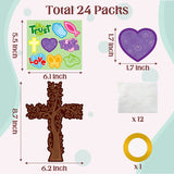 Haooryx 24 Pack Easter Prayer Cross Trees Craft Kit He is Risen Cross Religious Hanging Trees Make Your Own Cross Ornaments DIY Thankful Craft Faith Trust Love Kid Sunday School Church Easter Decor