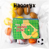 Haooryx 59PCS Sports Stress Ball with Valentines Gift Cards Mini Soccer Basketball Baseball Stress Relief Foam Balls Toys for Kids Valentines Party Favor School Gifts Exchange Game Rewards