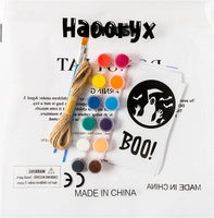 Haooryx 21Pcs DIY Halloween Mason Jar Sticker Set, DIY Your Own Mason Jar Art Craft Kit Sticker Pigment Paintbrush Hemp Rope for Halloween Party Home Decorations Classroom DIY Art Project Kids Gift