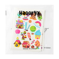 Haooryx 8Sheets Candyland Theme Tattoo Waterproof Ice Cream Candy Lollipop Fake Temporary Face Tattoo Sticker for Boys Girls Birthday Candyland Party Decorations Classroom School Prizes Rewards Supply