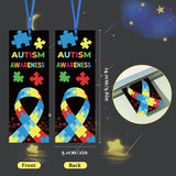 Haooryx 123Pcs Autism Awareness Bookmarks, 12 Styles Colorful Puzzle Pieces Ribbon Autism Awareness Book Marks for Autism Awareness Theme Favor Fundraiser Event Classroom Stationery Handout Supplies