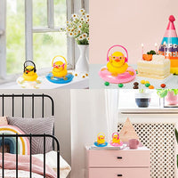 Haooryx 3 Pack Car Rubber Ducks Car Ducks Decorations Dashboard Car Ornaments, Novelty Squeeze Duckies with Mini Swim Ring Earphone Glasses Necklace Squeak Toys Gift for Kids Adult (Earphone Theme)