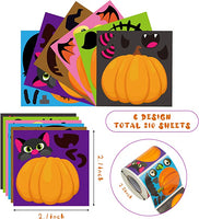 Haooryx 210Pcs Halloween Pumpkin Stickers Scene Roll, Make Your Own Halloween Pumpkin Roll Stickers DIY Pumpkin Make-a-Face Sticker for Kids Halloween School DIY Art Crafts Themed Birthday Party Favor