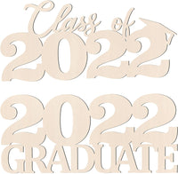 Haooryx 2PCS Class of 2022 Wooden Signs 2022 Graduate Photo Booth Props Senior Congrats Grad Pictures Prop Back to School Hanging Wood Cutout Sign Class Graduation Party Decorative Ornaments