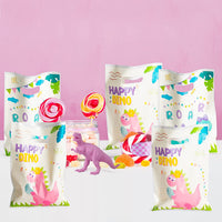 Haooryx 60Pcs Dinosaur Party Favor Bags, Happy Dino Party Plastic Gift Bags Candy Treat Bags Roar Goodie Gift Bag for Boys Girls Dinosaur Birthday Baby Shower T-Rex Roar Party Favor (2 designs)