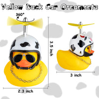 Haooryx 3 Pack Cow Print Rubber Duck Toys Car Ornaments, Farm Animal Theme Yellow Ducks Car Dashboard Decorations Black White Cow Print Helmet Duck with Propeller Squeak Toys Gift for Kids Adult