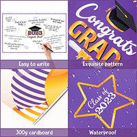 Haooryx 2023 Graduation Decorations Jumbo Greeting Card Guest Book Graduation Large Signature Guest Book Board Class of 2023 Student Graduation Party Supplies Personalized Sign Decor (Purple and Gold)