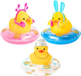 Haooryx 3 Pack Car Rubber Duck Car Duck Decorations Dashboard Car Ornaments, Novelty Squeeze Ducks with Mini Swim Ring Headgear Necklace Earphone Squeak Toys Gift for Girls Women (Princess Party)