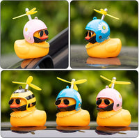 Haooryx 3 Pack Spring Theme Print Rubber Ducks Toys Car Ornaments, Yellow Ducky Car Dashboard Decoration Pink Blue Daisy Bee Helmet Duck with Propeller Funny Squeak Toys Gift for Kids Adults