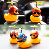 Haooryx 3 Pack Rubber Duck Toys Car Ornaments Helmet Yellow Duck Car Dashboard Decorations Set, Superhero Series Rubber Ducks with Propellers Helmet, Sunglasses, Gold Chain for Adults, Kids Gift