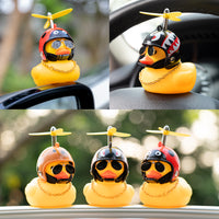 Haooryx 3 Pack Cute Rubber Duck Toys Car Ornaments Cool Glasses Yellow Ducks Car Dashboard Decoration Kit, Animal Series Helmet Ducks with Propellers Glasses Gold Chain for Adults, Teens, Kids Gift