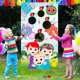 Hsooryx Cocomelon Toss Games with 4 Bean Bags Set Fun Party Game, Large Banner Fun Indoor Outdoor Throwing Games for Kids Adult Themed Birthday Party Favors Decoration Supplies Baby Shower Activities