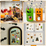 Haooryx 20Pcs Halloween Pumpkin House Gravestone Thick Gel Clings, Halloween Window Gel Clings Decals Stickers for Kids Toddlers and Adults Halloween Party Home Airplane Classroom Nursery Decoration