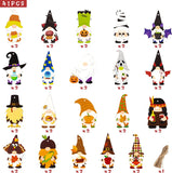 Haooryx 41PCS Halloween Theme Hanging Gnomes Wooden Ornaments Thanksgiving Gnome Decorative Wood Slice Pendant Ghost Turkey Elves Sign for Fall Harvest Rustic Farmhouse Halloween Tree Home Decoration