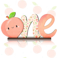 Haooryx Peach ONE Letter Sign Wooden Centerpiece, Spring Summer 1st Birthday Sweet Peach Table Topper Sign Decoration for One-year-old Girls First Birthday Baby Shower Sweet As A Peach Party Supplies