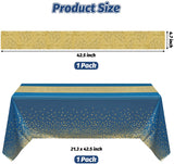 Haooryx 2Pcs Navy Blue and Gold Table Cloth Table Runner Set, Rectangle Dot Table Cover Waterproof Tablecloth Confetti Gold Table Runner for Birthday Wedding Anniversary Baby Shower Party Supplies