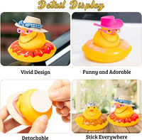 Haooryx 3 Pack Car Rubber Duck Car Duck Decorations Dashboard Car Ornaments, Novelty Squeeze Ducks with Swim Ring Headgear Necklace Earphone Squeak Toys Gift for Girls Women (Upper-Class Socialite)