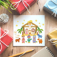 Haooryx 50Pcs Make a Nativity Scene Stickers, Birth of Jesus Mix and Match Stickers for Nativity Scene Party Supplies Kids Christmas Party Gift Church Theme Bible Party Game Religious Education Toys