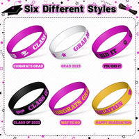 Haooryx 36PCS Class of 2023 Graduation Silicone Bracelets Colorful Congrats Grad Rubber Bracelet Graduating Celebrating Wristbands for Teens Students School College Graduation Party Supply(Purple)