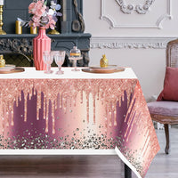 Haooryx 4 Pack Rose Gold Plastic Tablecloths for Rectangle Table, Disposable Confetti Table Cover Dinning Table Cloths Glitter Decoration for Birthday Wedding Anniversary Bridal Shower Party Supplies