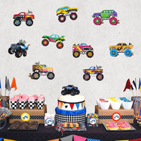 Haooryx 45 Sheet Monster Truck Make Your Own Holographic Stickers Kids Cartoon Make a Face Sticker DIY Shiny Stickers Games for Monster Truck Themed Birthday Party School Art Craft Supplies