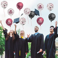 Haooryx 50Pcs Graduation Party Balloons Kit, Class of 2022 Graduate Decoration Congrats Grad Confetti Latex Balloon Decor Supplies for School Prom Graduate Celebration (Cherry Red, Black and White)