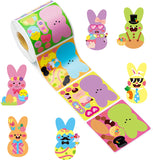 Haooryx 300PCS Make A Face Bunny Stickers Scene Roll Easter Make Your Own Bunny Sticker Mix and Match Chicks Bunnies Sticker Easter Games for Kids School Classroom Activities DIY Art Craft Supply