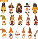 Haooryx 46PCS Thanksgiving Wood Gnome Hanging Ornaments Autumn Wood Pumpkin Turkey Gnome Elves Decorative Pendents for Thanksgiving Day Fall Harvest Party Favor Halloween Holiday Home Tree Supplies