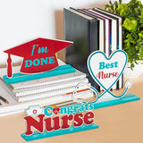 Haooryx 3PCS Nurse Graduation Wooden Centerpiece Decorations Red and White Graduation Table Topper Best Nurse Desktop Wood Letter Sign Nurse Day Congrats School Class Grad Party Decor Supplies