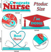 Haooryx 3PCS Nurse Graduation Wooden Centerpiece Decorations Red and White Graduation Table Topper Best Nurse Desktop Wood Letter Sign Nurse Day Congrats School Class Grad Party Decor Supplies