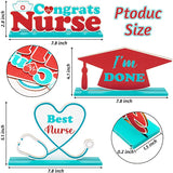 Haooryx 3PCS Nurse Graduation Wooden Centerpiece Decorations Red and White Graduation Table Topper Best Nurse Desktop Wood Letter Sign Nurse Day Congrats School Class Grad Party Decor Supplies