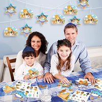 Haooryx 48Pcs Make a Passover Scene Sticker Ornament Kids DIY Passover Scene Paper Craft Hanging Ornaments Decoration for Pesach Jewish Holiday Party Supplies Passover Seder Meal Home Decor