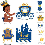 Haooryx 72Pcs Royal Prince Wall Decals Sticker, Royal Blue Vinyl Decal Wall Stickers African American Little Prince Boy Baby Shower Birthday Party Decoration Supplies Waterproof Nursery Wall Art Decor