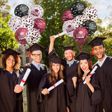 Haooryx 50Pcs Graduation Party Balloons Kit, Class of 2022 Graduate Decoration Congrats Grad Confetti Latex Balloon Decor Supplies for School Prom Graduate Celebration (Cherry Red, Black and White)