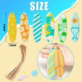 Haooryx 31PCS Summer Surfboard Surfing Hanging Wooden Ornaments Decorations Surf Board Shaped Beach Signs Wood Ornament with String for Home Summer Hawaiian Beach Luau Tropical Party Favors Supply