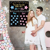 Haooryx Twinkle Twinkle Little Star Gender Reveal Party Poster, Baby Gender Reveal Voting Poster Party Games Kit, He or She Boy or Girl Gender Reveal Poster with 40pcs Pink or Blue Voting Stickers