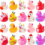 Haooryx 20PCS Animal Theme Rubber Ducks Toys Fancy Novelty Puppy Bee Duckies Party Decorations for Kids Baby Shower Classroom Exchange Gifts Birthday Party Favors Supplies