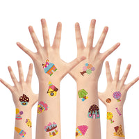 Haooryx 8Sheets Candyland Theme Tattoo Waterproof Ice Cream Candy Lollipop Fake Temporary Face Tattoo Sticker for Boys Girls Birthday Candyland Party Decorations Classroom School Prizes Rewards Supply