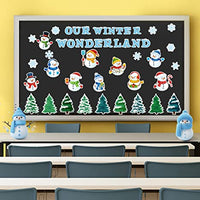 Haooryx 83Pcs Christmas Winter Snowmen Bulletin Board Set Classroom Decoration, Snow Snowman Patterned Paper Cut-Outs Blackboard Border Decor for Xmas Party Home School Classroom Window Wall Decor