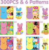 Haooryx 300PCS Make A Face Bunny Stickers Scene Roll Easter Make Your Own Bunny Sticker Mix and Match Chicks Bunnies Sticker Easter Games for Kids School Classroom Activities DIY Art Craft Supply