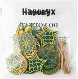 Haooryx 31PCS Eid Mubarak Hanging Decorations Ramadan Mubarak Wooden Ornaments Ramadan Kareem Moon Star Shape Wood Slice Pendant for Eid Al-fitr Party Festival Tree Wall Home Decor Supply(Green)