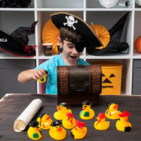 Haooryx 20PCS Pirate Rubber Duckies Toys Novelty Pink Turban Black Triangle Hat Yellow Ducky Decor Bathtub Squeeze Ducks for Kids School Exchange Gift Goodie Filler Baby Shower Birthday Party Favors