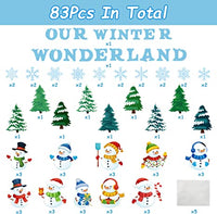 Haooryx 83Pcs Christmas Winter Snowmen Bulletin Board Set Classroom Decoration, Snow Snowman Patterned Paper Cut-Outs Blackboard Border Decor for Xmas Party Home School Classroom Window Wall Decor