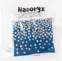 Haooryx 2Pcs Navy Blue and Silver Table Cloth Table Runner Set, Plastic Waterproof Rectangle Dots Table Cover Silver Sequin Table Runner for Birthday Wedding Anniversary Baby Shower Party Supplies