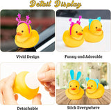 Haooryx 5 Pack Rubber Duck Car Duck Decorations Dashboard Car Ornaments, Party Theme Novelty Squeeze Yellow Duckies with Headgear Gold Chain Novelty Squeak Gift for Kids Teens Adults Birthday Party