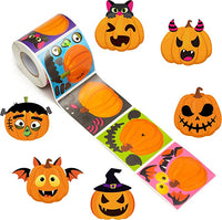 Haooryx 210Pcs Halloween Pumpkin Stickers Scene Roll, Make Your Own Halloween Pumpkin Roll Stickers DIY Pumpkin Make-a-Face Sticker for Kids Halloween School DIY Art Crafts Themed Birthday Party Favor