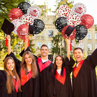 Haooryx 50Pcs Graduation Balloons Kit, Class of 2022 Graduation Party Decorations Congrats Grad Confetti Latex Balloon Decor Supplies for School Prom Graduate Celebration (Red, Black, White)