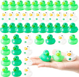 Haooryx 60PCS St Patrick Day Rubber Duckies 1.6Inch Mini Irish St. Patrick's Day Party Duck Decoration Shamrock Holiday Squeak Ducky Bath Toy Kid Birthday Baby Shower Party Favor Classroom Gift Supply